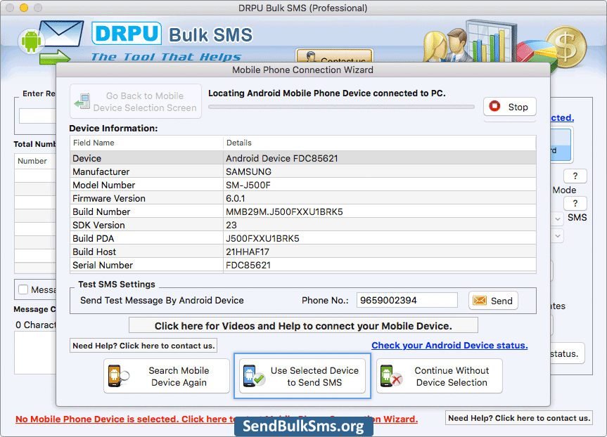 Screenshots of Mac Send Bulk SMS Software – Professional to broadcast